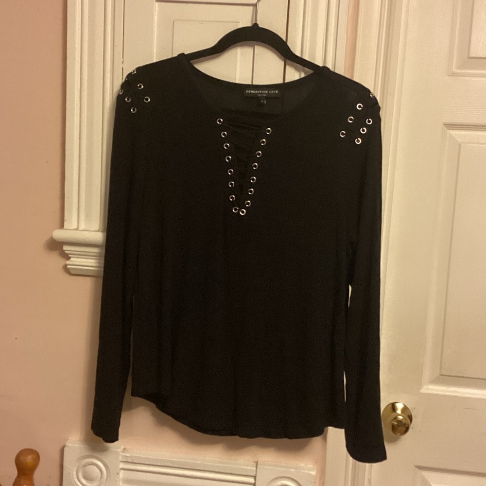 Generation Love Black Embellished Long Sleeve Blouse